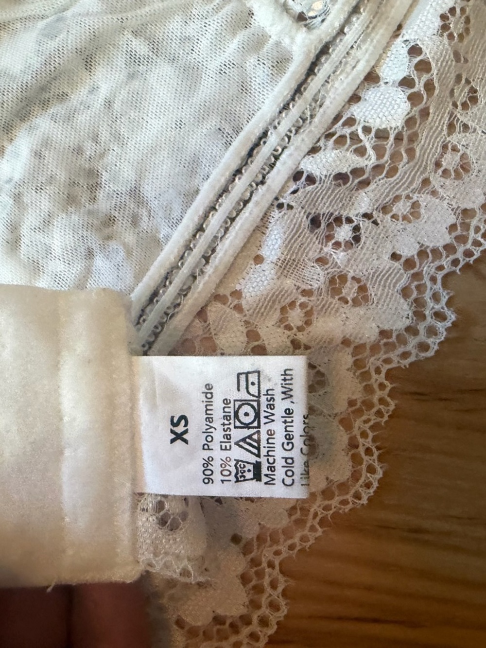 Custom Bedazzled White Lace Rhinestone Bralette Top XS - Picture 4 of 4